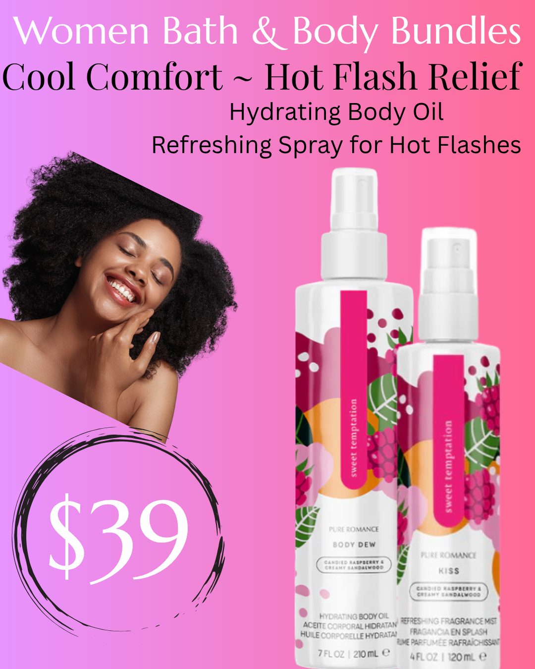 Cool Comfort Hot Flash Relief: Hydrating Body Oil & Refreshing Spray