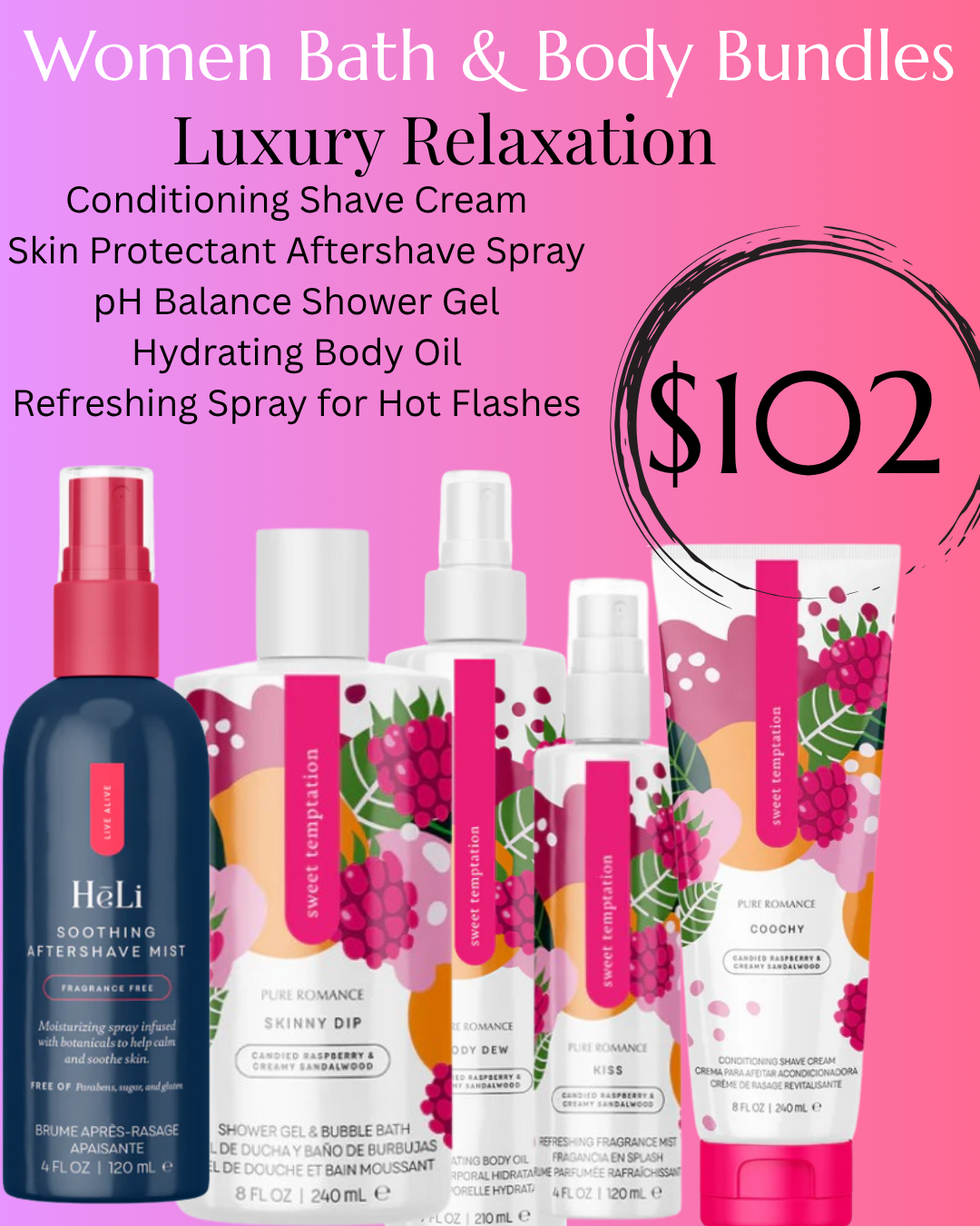 Luxury Relaxation: Shave Cream, Aftershave Spray, Shower Gel, Body Oil, Body Spray