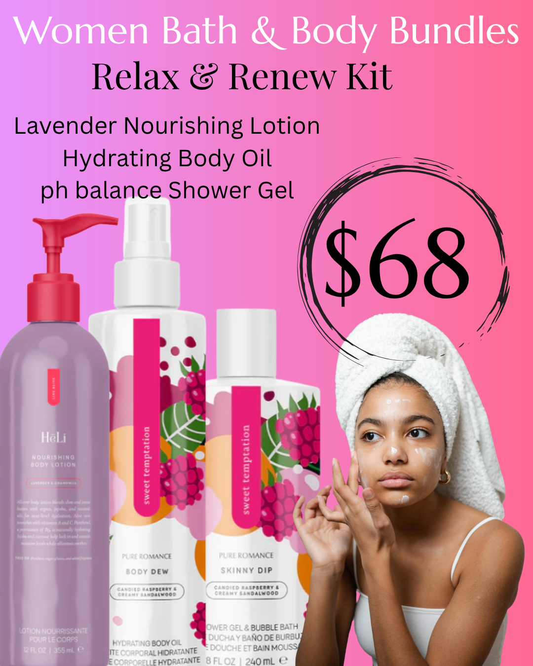 Relax and Renew Set: Lavender Lotion, Body Oil, Refreshing Spray