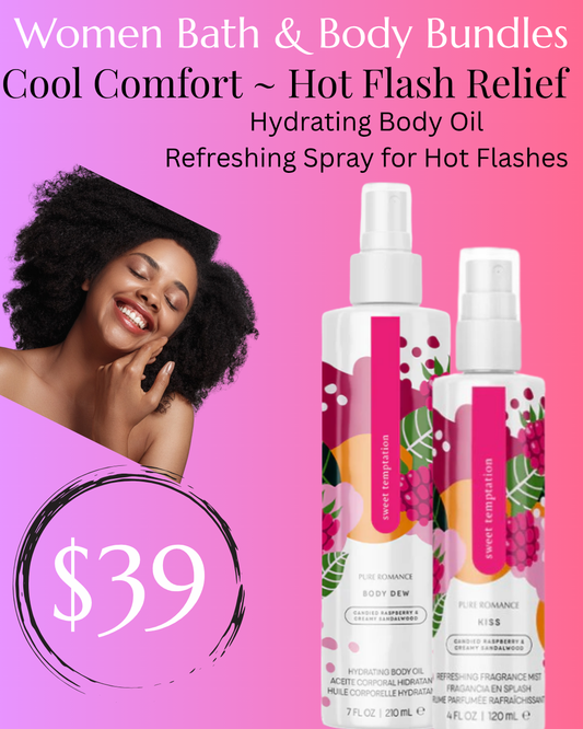 Cool Comfort Hot Flash Relief: Hydrating Body Oil & Refreshing Spray