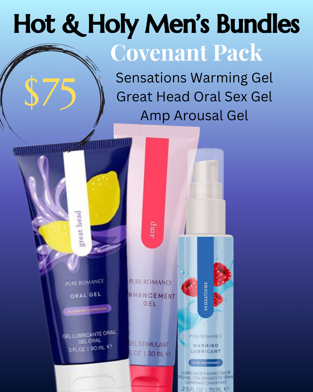 Covenant Pack: Sensations Warming Gel, Great Head, & Amp Arousal Gel