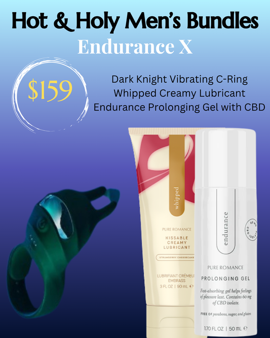 Endurance X: Dark Knight Adjustable C-Ring, Whipped Creamy Lubricant, Endurance Prolonging Cream