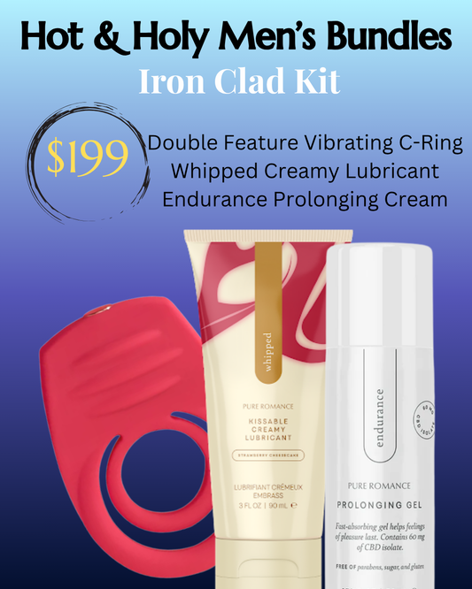 Iron Clad Kit: Double Feature C-Ring, Whipped Lubricant, Endurance Prolonging Gel