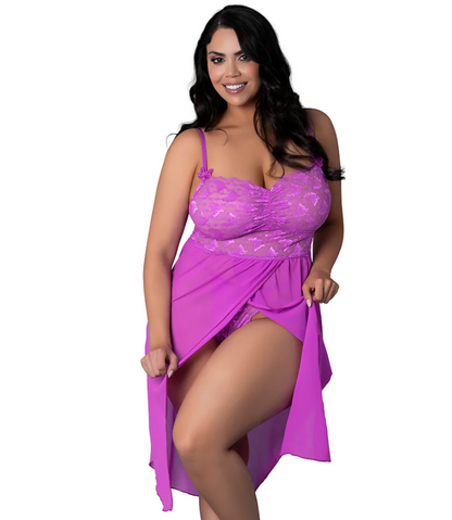 Purple Reign Plus Size Gown & Thong Set