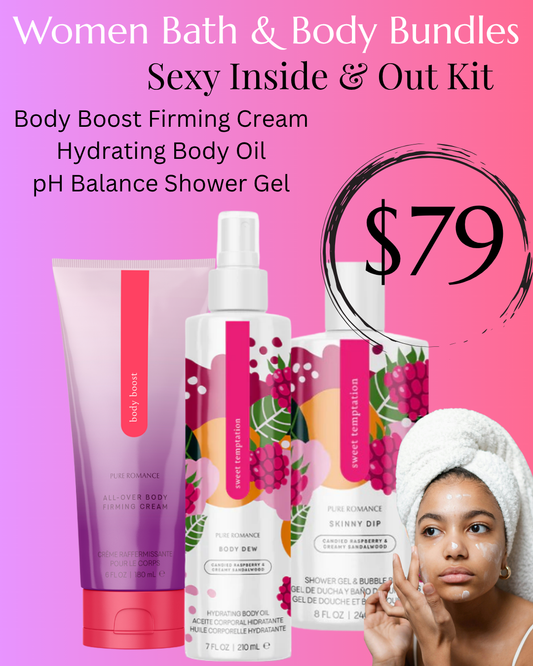 Sexy Inside & Out: Body Firming Cream, Hydrating Body Oil, Bubble Bath-Shower Gel