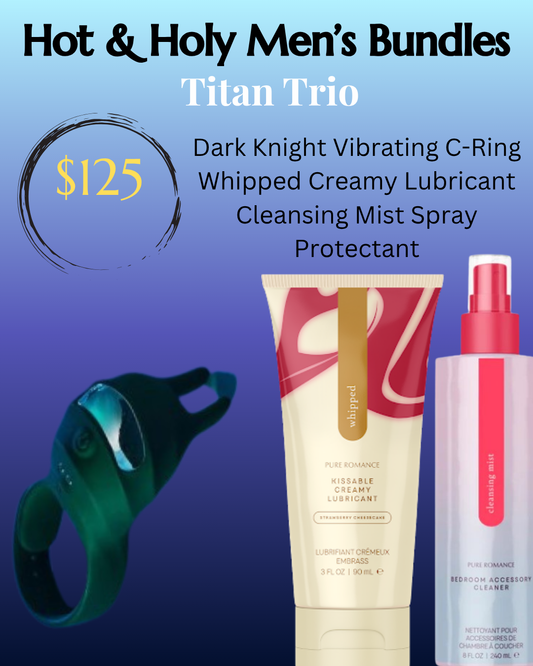 Titan Trio: Dark Knight C-Ring, Whipped Creamy Lubricant, Cleansing Mist Spray